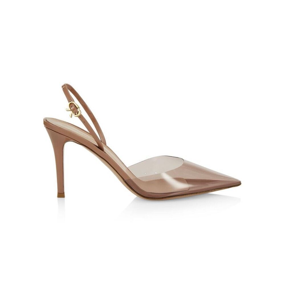 Gianvito Rossi Ribbon Pvc D'orsay Pumps In Peach